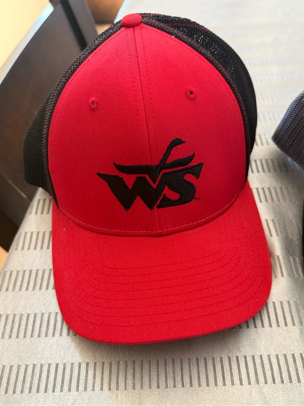 Wisconsin Southern Railroad WS Trucker Hat Red Black Fitted Stretch L/XL